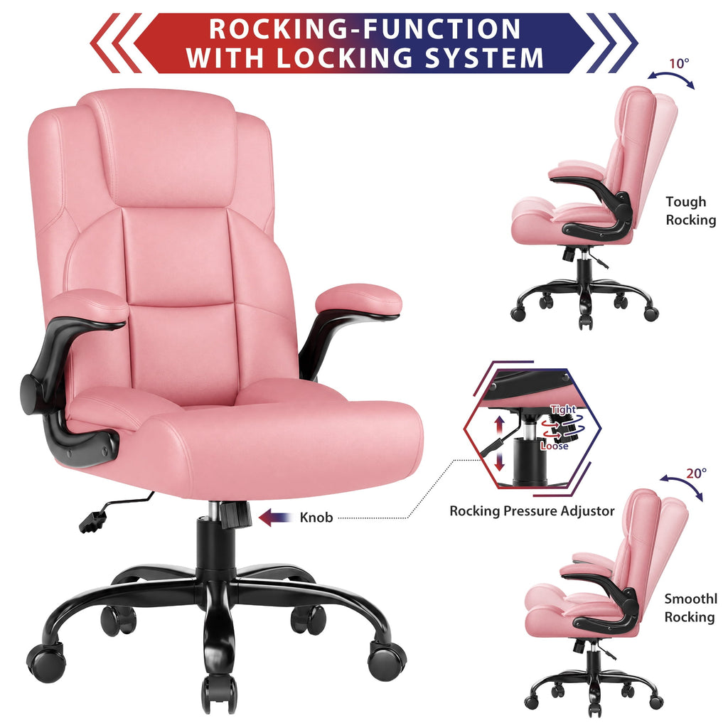 JONPONY Leather Office Chair, Big and Tall Office Chair 400LBS Wide Seat Ergonomic Computer Desk Chair High Back Executive Leather Chair Adjustable Task Chair Lumbar Back with 1-Year Warranty, Black