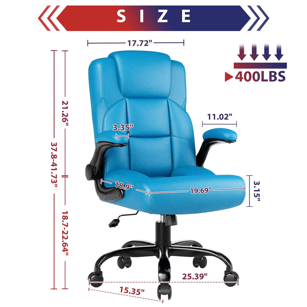 JONPONY Leather Office Chair, Big and Tall Office Chair 400LBS Wide Seat Ergonomic Computer Desk Chair High Back Executive Leather Chair Adjustable Task Chair Lumbar Back with 1-Year Warranty, Black