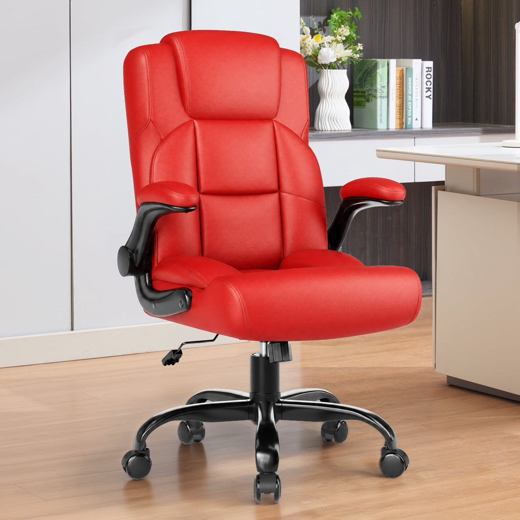 JONPONY Leather Office Chair, Big and Tall 500lbs Ergonomic Desk Chairs with Back Support, Executive Leather Chair with Wheels for Home Office, with Adjustable Padded Armrest & Lumbar Support , Black