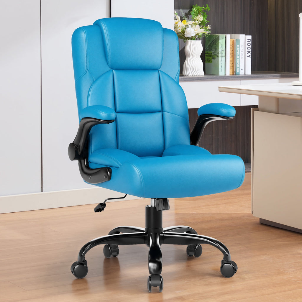 JONPONY Leather Office Chair, Big and Tall Office Chair 400LBS Wide Seat Ergonomic Computer Desk Chair High Back Executive Leather Chair Adjustable Task Chair Lumbar Back with 1-Year Warranty, Black