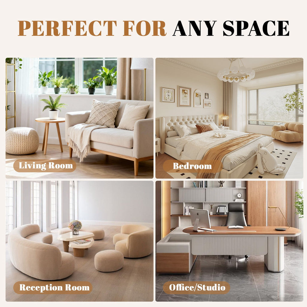 Poshby 88.58''W 3 Seater Sofa Couch with Chenille, Modern Square Arm for Living Room, Light Gray