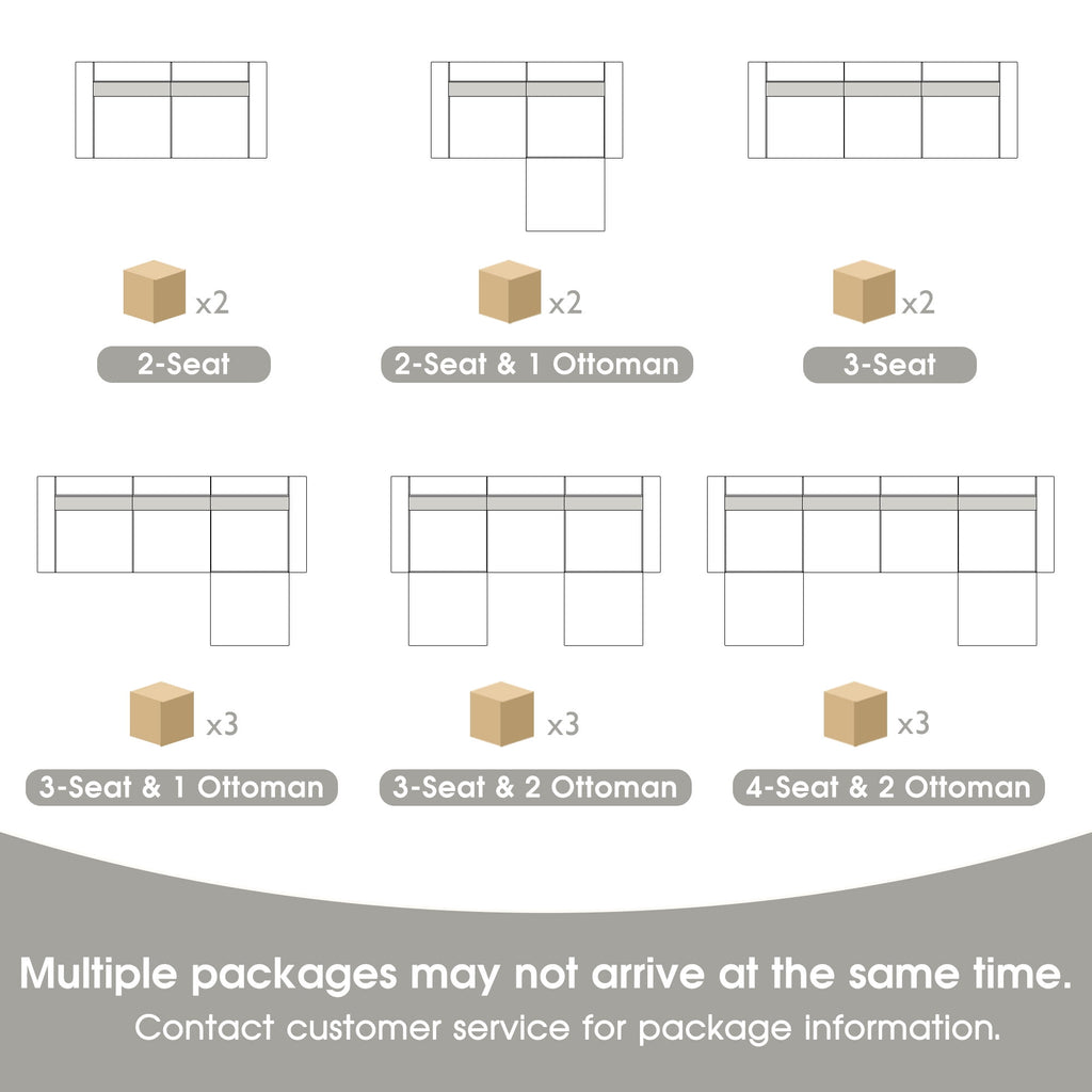 BedLuxury 111.5'' Modular Sectional Sofa with Movable Ottomans, U Shaped Cloud Couch for Living Room, 3-Seat, Grey
