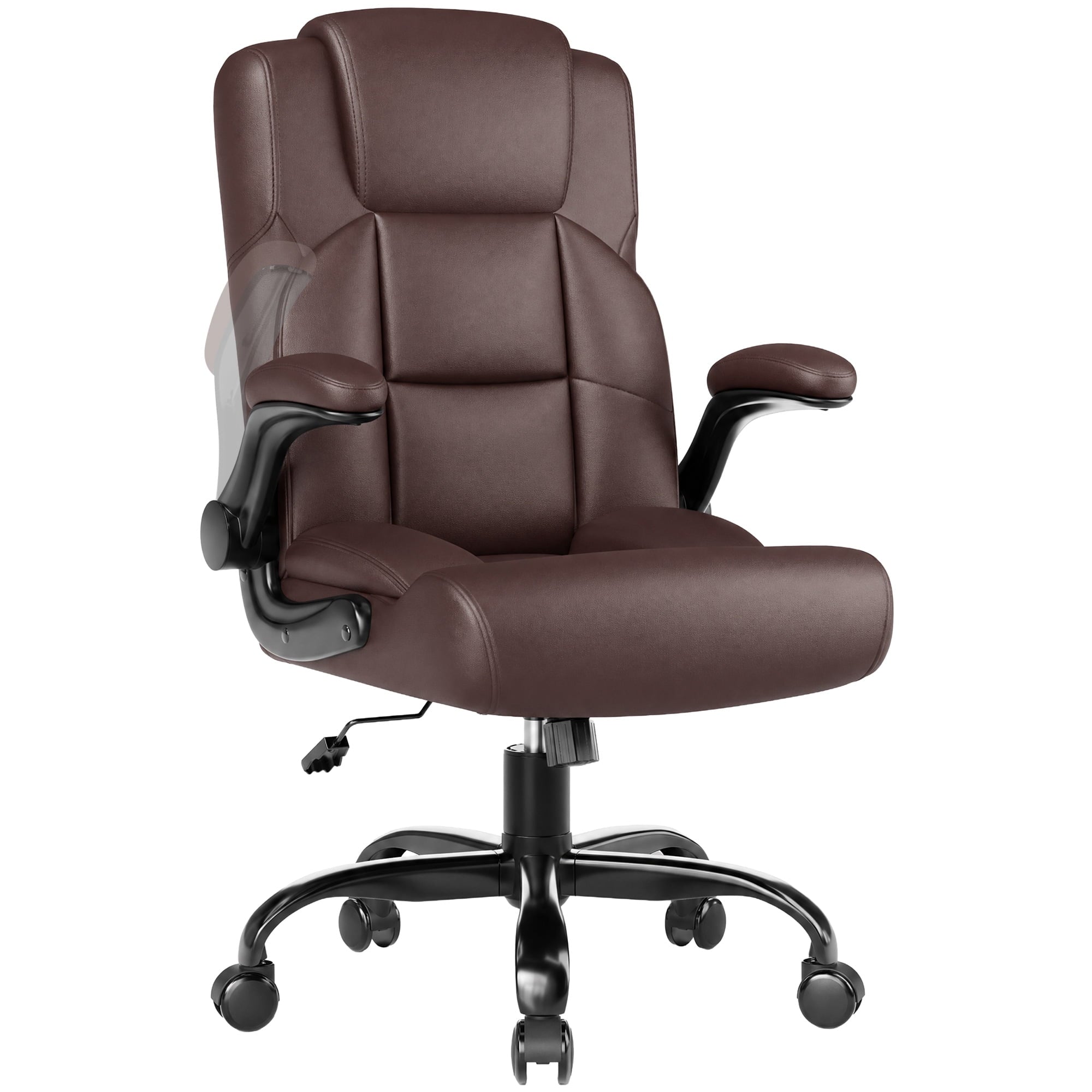 JONPONY Leather Office Chair, Big and Tall Office Chair 400LBS Wide Seat Ergonomic Computer Desk Chair High Back Executive Leather Chair Adjustable Task Chair Lumbar Back with 1-Year Warranty, Black