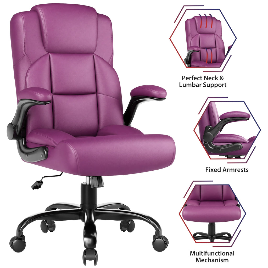 JONPONY Leather Office Chair, Big and Tall Office Chair 400LBS Wide Seat Ergonomic Computer Desk Chair High Back Executive Leather Chair Adjustable Task Chair Lumbar Back with 1-Year Warranty, Black