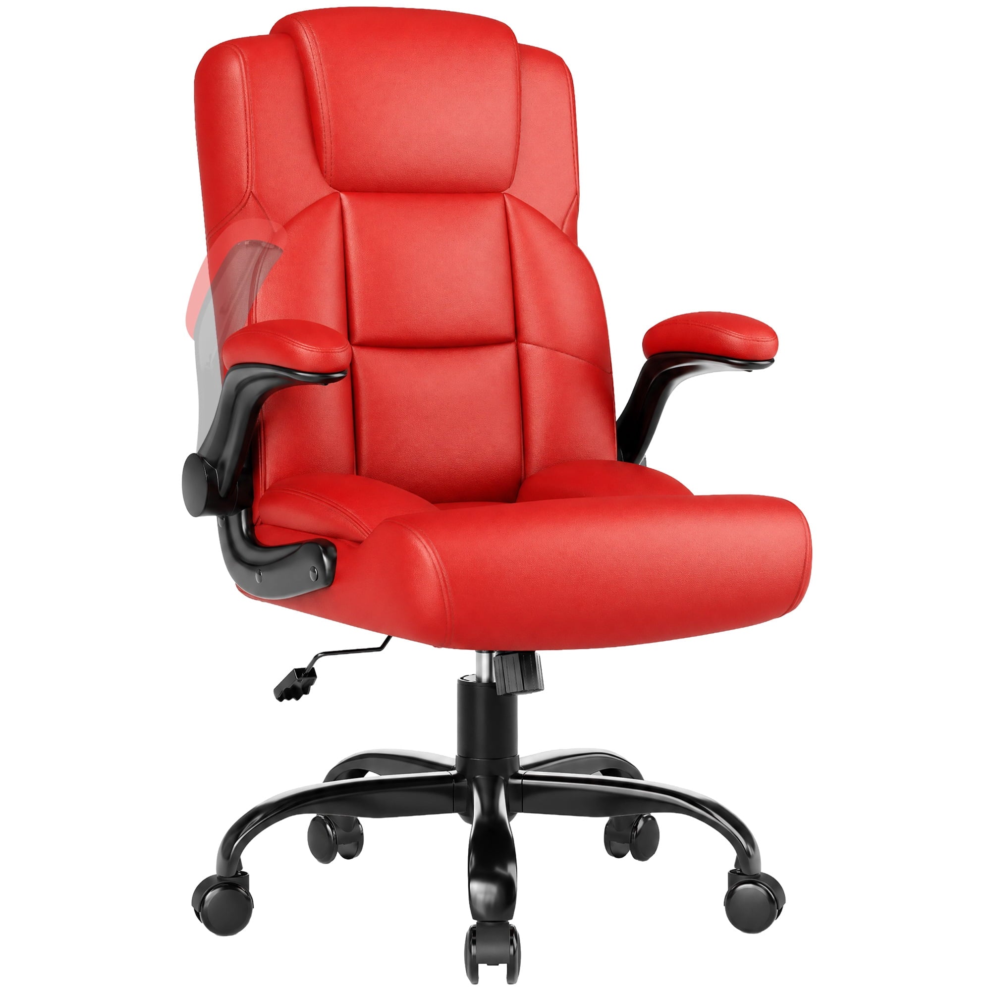 JONPONY Leather Office Chair, Big and Tall Office Chair 400LBS Wide Seat Ergonomic Computer Desk Chair High Back Executive Leather Chair Adjustable Task Chair Lumbar Back with 1-Year Warranty, Black